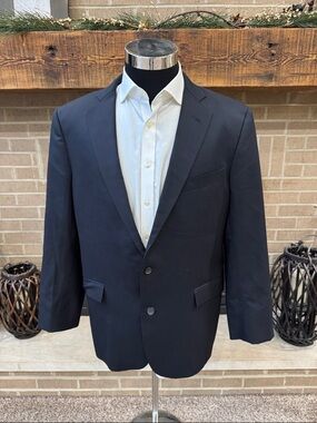 Brooks Brothers mens 42L navy blue solid 100% wool 2-button suit jacket